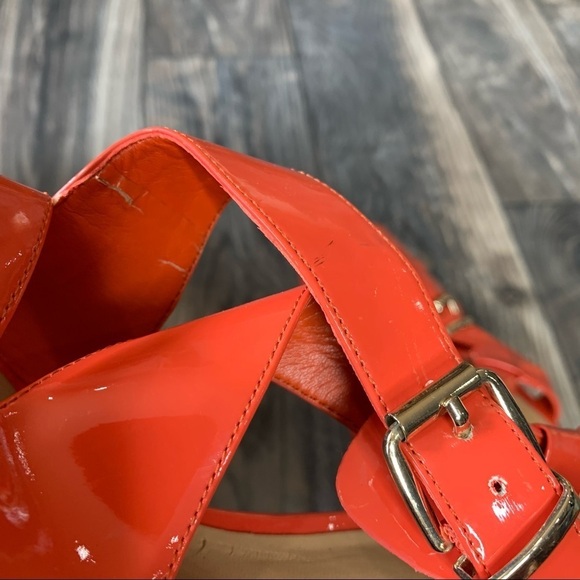 Guess Coral Stripe Sandals Cork Wedge Heels Sz 10 - Picture 4 of 5